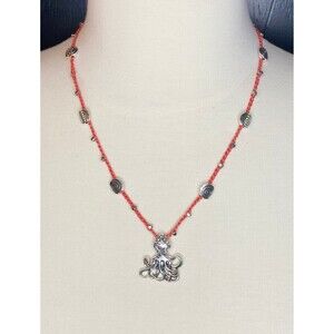 Crochet necklace with octopus pendant lightweight